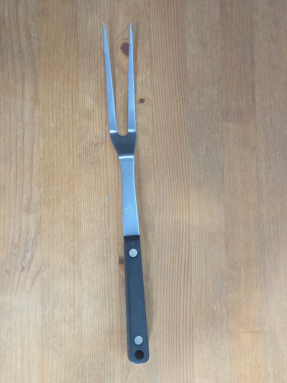 Vintage Flint Arrowhead Stainless Meat Carving Serving Fork USA Black Handle